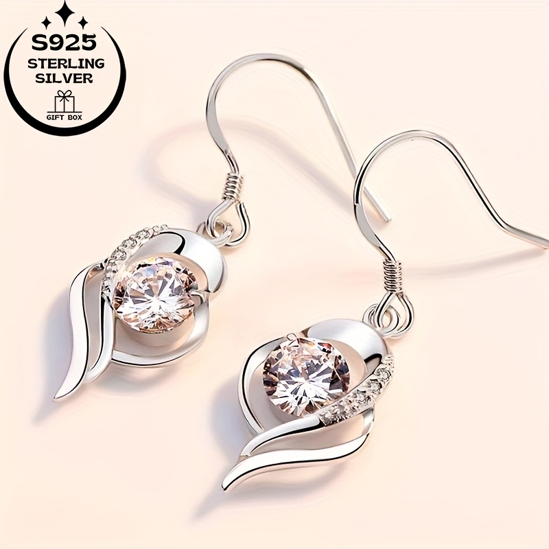925 Silver Teardrop Earrings, Zirconia, Graduation Gift